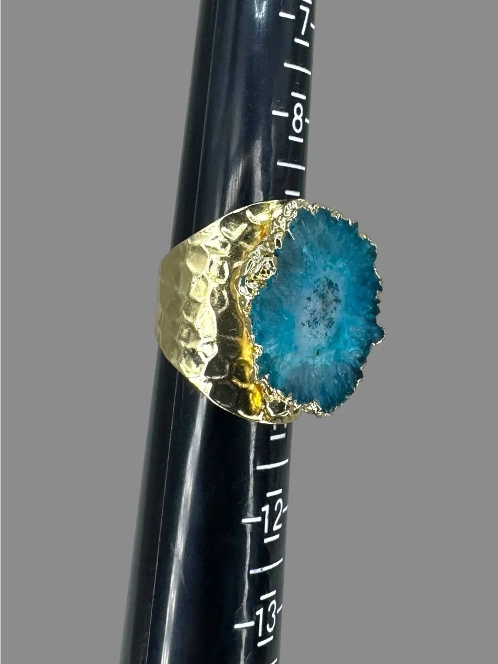 3-Piece Adjustable Natural Stone Statement Ring Bundle – Druzy Crystal Boho Ring